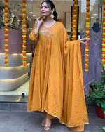 Viscose Chanderi Embroidered Angrakha Kurta Pant & Dupatta