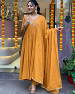 Viscose Chanderi Embroidered Angrakha Kurta Pant & Dupatta