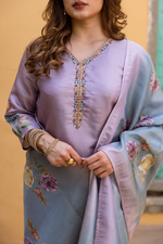 Tissue Embroidered  Kurti With Pant And Printed Dupatta