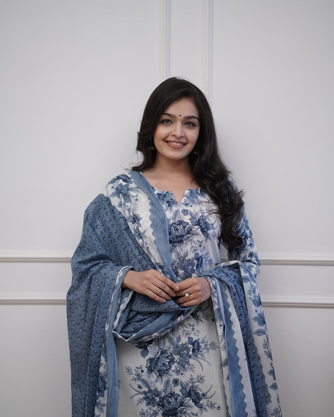 Floral Printed Straight Suit With Sequence Work
