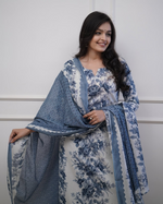 Floral Printed Straight Suit With Sequence Work