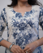Floral Printed Straight Suit With Sequence Work