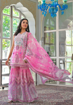 Pink Mul Cotton Embroidered Sharara Suit- Summer Wedding Special
