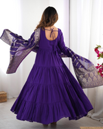 Purple Roman Silk Chanderi Anarkali Suit