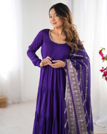 Purple Roman Silk Chanderi Anarkali Suit