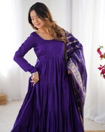 Purple Roman Silk Chanderi Anarkali Suit