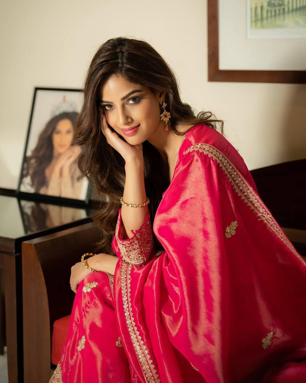 Shimmer Silk embroidered Sharara Suit