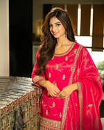 Shimmer Silk embroidered Sharara Suit