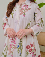 Mul cotton Floral Embroidered A Line Kurta Suit