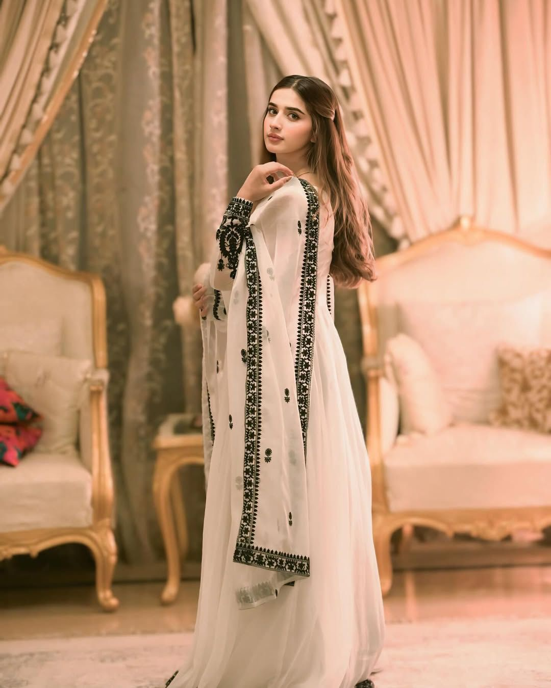 Georgette Sequence Embroidered Gown With Dupatta