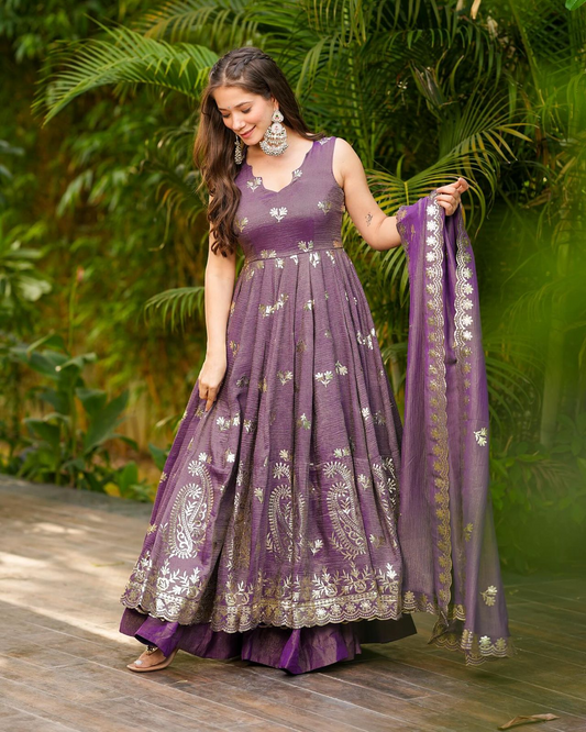 Festive Cosmos Embroidered Gown