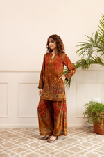 Orange Multi Coloured Cosy Comfy Kurta Palazzo Set