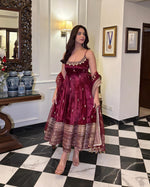 Vichitra Silk Maroon Anakali Suit - Festive Wear