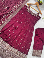 Vichitra Silk Maroon Anakali Suit - Festive Wear