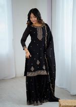 Soft Crunchy Silk Sequence Embroidered Sharara Set