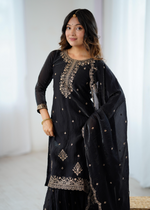 Soft Crunchy Silk Sequence Embroidered Sharara Set