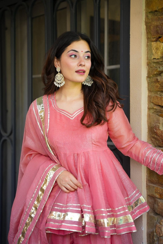 Tabby Organza Shimmering Petal Sharara Suit Set