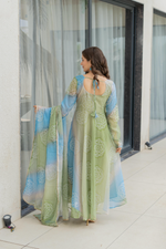 Organza Bandhej Kali Cut Anarkali Suit Set