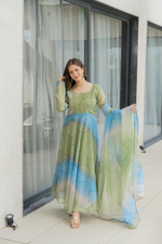 Organza Bandhej Kali Cut Anarkali Suit Set