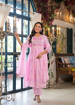 Pink Mul Cotton Embroidered Suit Set