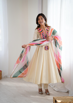 Khadi Cotton Sequence Embroidered Festive Anarkali Suit
