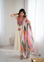 Khadi Cotton Sequence Embroidered Festive Anarkali Suit