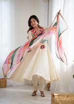 Khadi Cotton Sequence Embroidered Festive Anarkali Suit