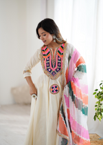 Khadi Cotton Sequence Embroidered Festive Anarkali Suit