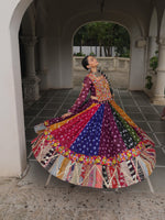 Multi Coloured Georgette Gamthi Lehenhga Choli