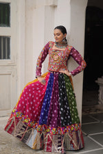 Multi Coloured Georgette Gamthi Lehenhga Choli