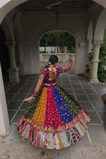 Multi Coloured Georgette Gamthi Lehenhga Choli