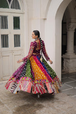 Multi Coloured Georgette Gamthi Lehenhga Choli