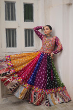 Multi Coloured Georgette Gamthi Lehenhga Choli