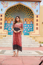 Red Colorful Banadhani kutchi Work Kurti - Navtatri Special