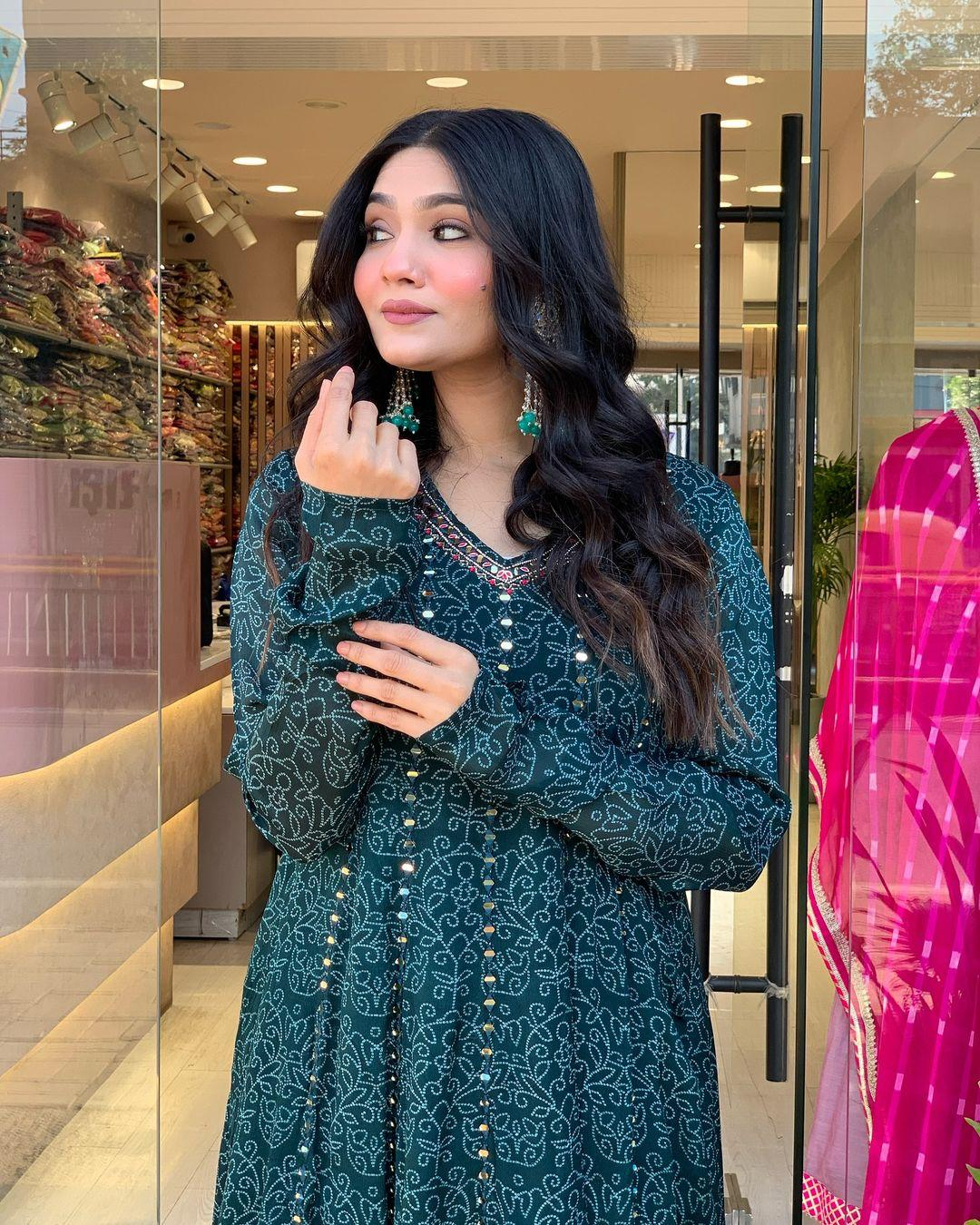 Peacock Blue Maslin Printed Embroidered Festive Suit Set