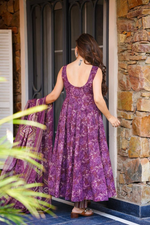 Purple Cotton Printed Angrakha Anarkali Suit