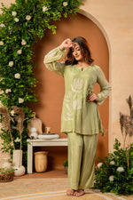 Sage Mulberry Silk Embroideried Co-Ord Set