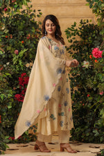 Mul Chanderi Embroidered Anarkali Suit Set