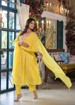 Yellow Mul Cotton Embroidered Suit Set