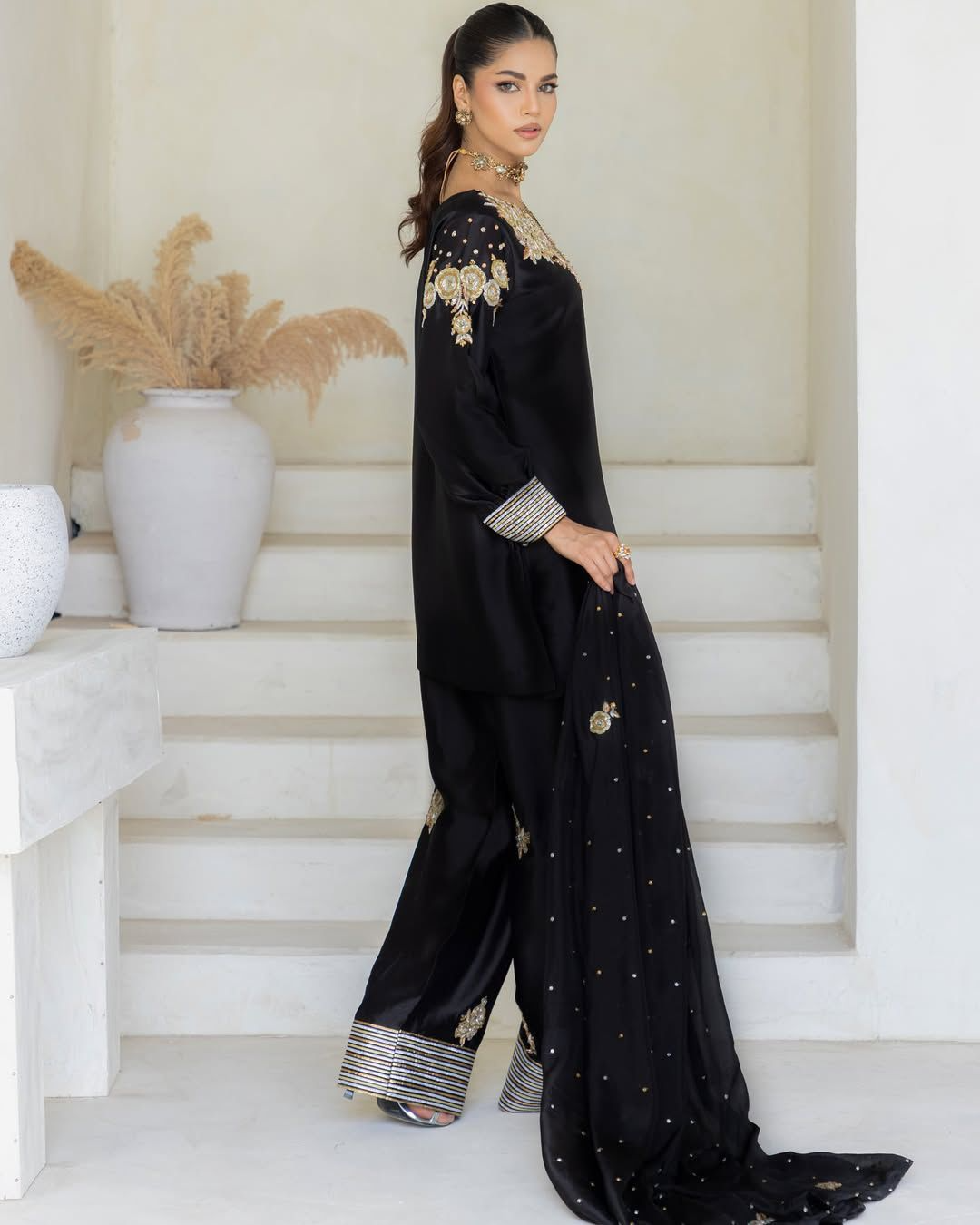 Crepe Silk Sequence Embroidery Festive Suit Set