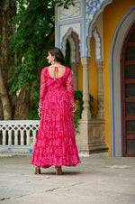 Pink Georgette Bandhani Gown