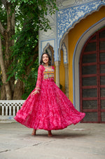 Pink Georgette Bandhani Gown