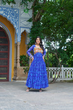 Blue Georgette Bandhani Gown