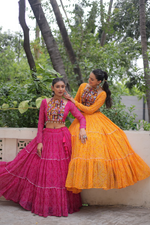 Geoegette Bandhej Lehenga Choli  (4 Colors)