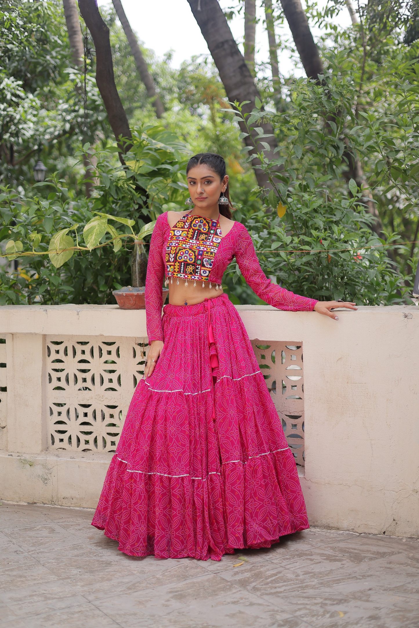 Geoegette Bandhej Lehenga Choli  (4 Colors)