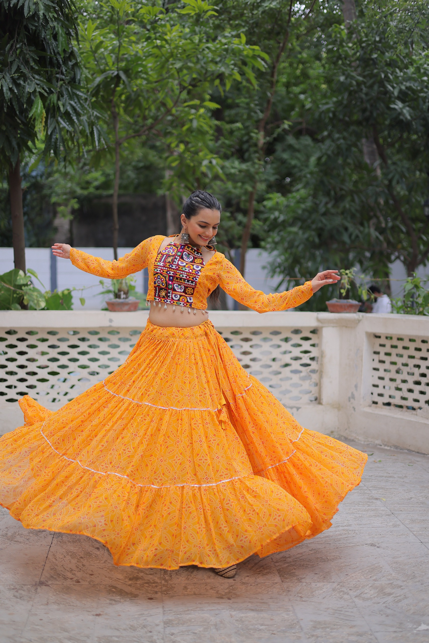 Geoegette Bandhej Lehenga Choli  (4 Colors)