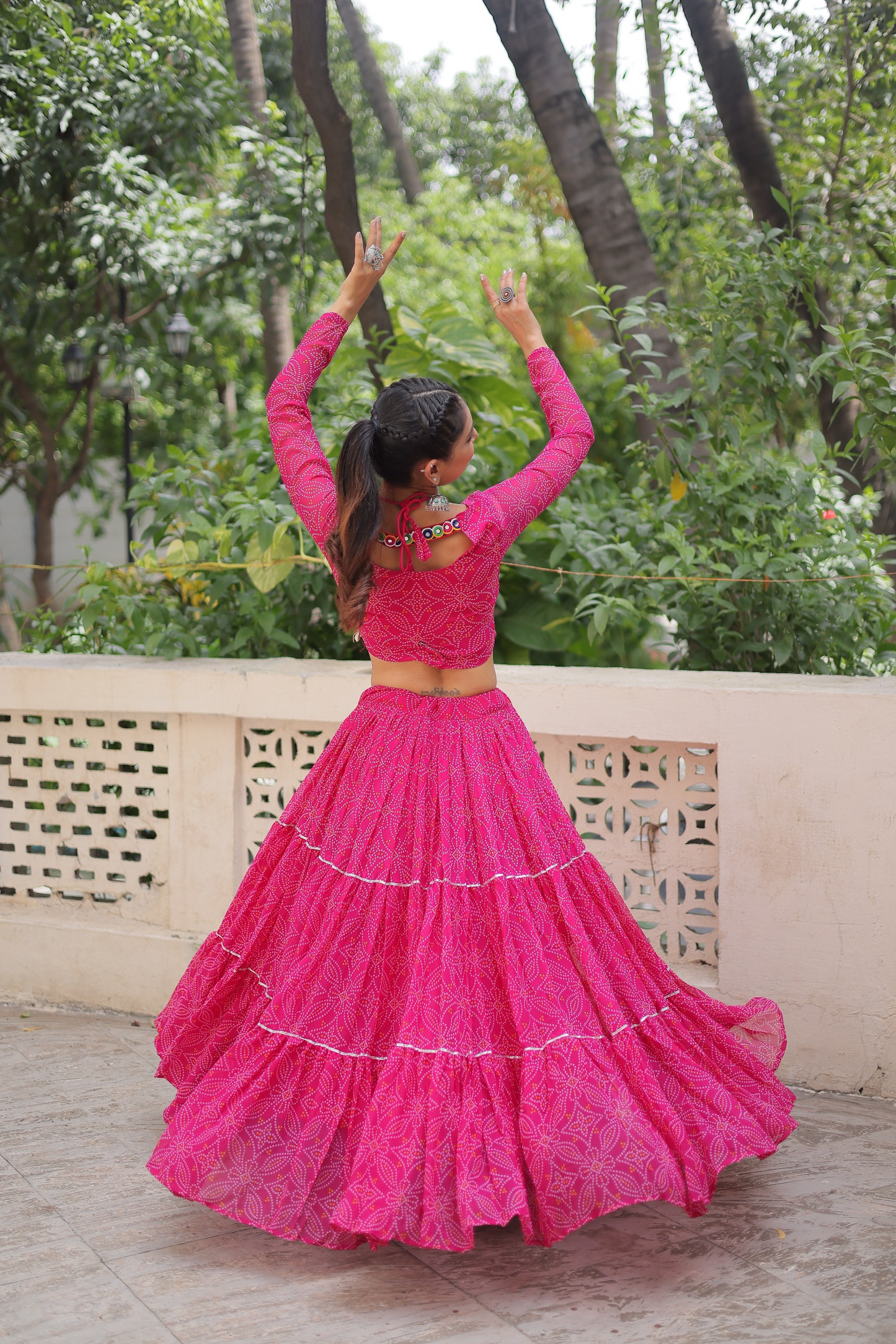 Geoegette Bandhej Lehenga Choli  (4 Colors)