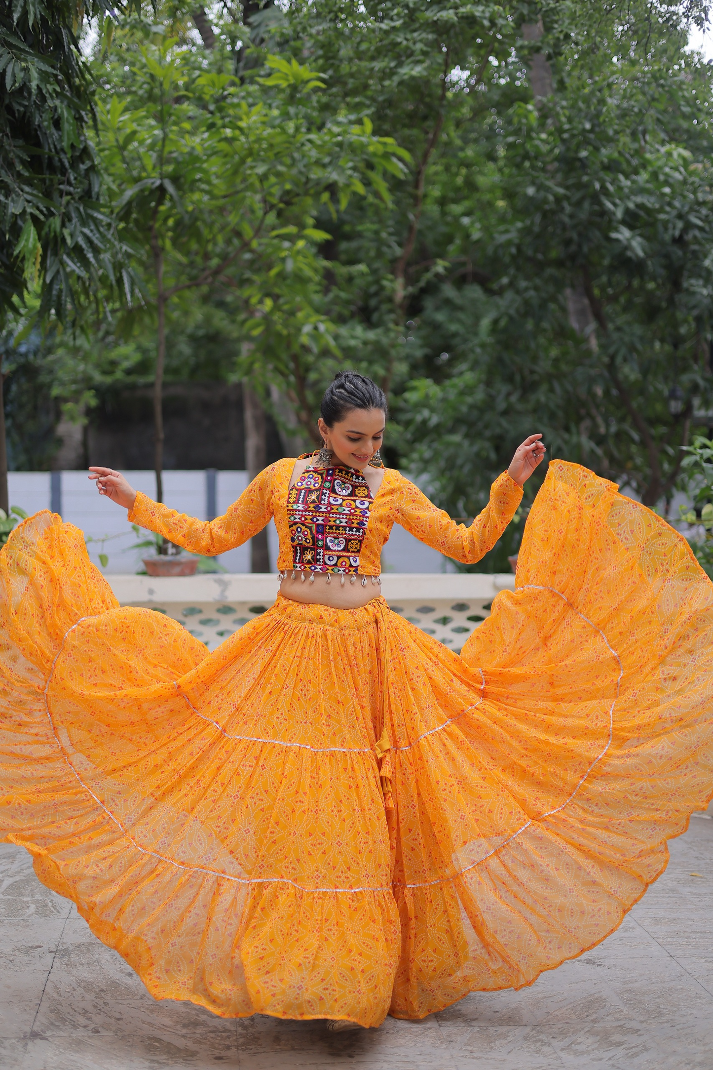 Geoegette Bandhej Lehenga Choli  (4 Colors)