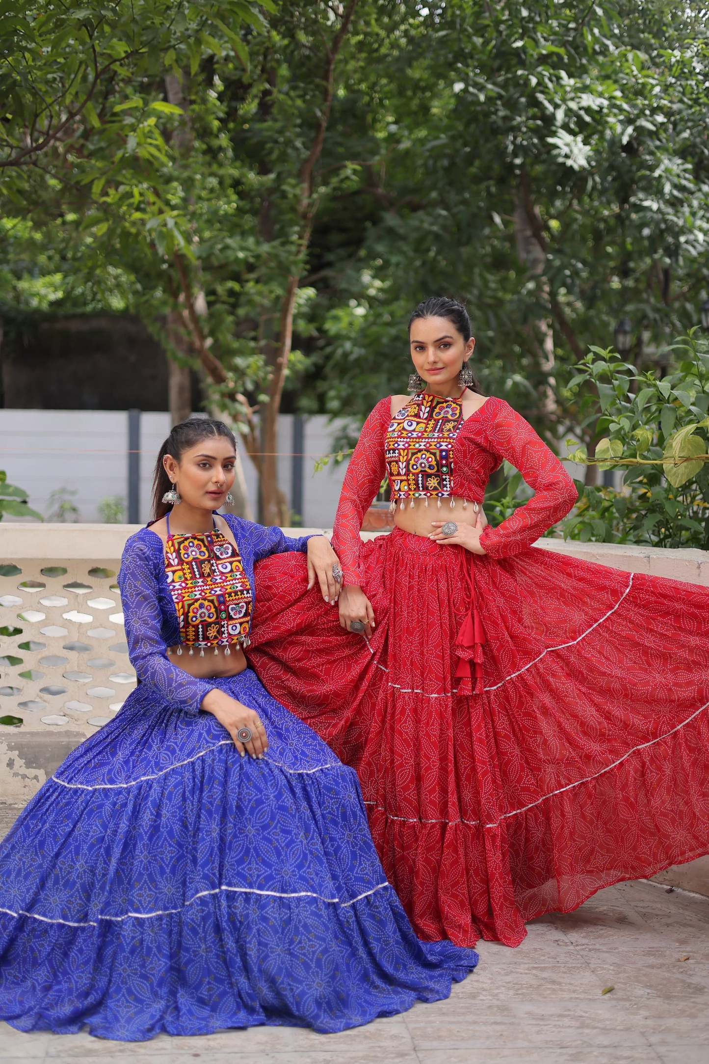 Geoegette Bandhej Lehenga Choli  (4 Colors)