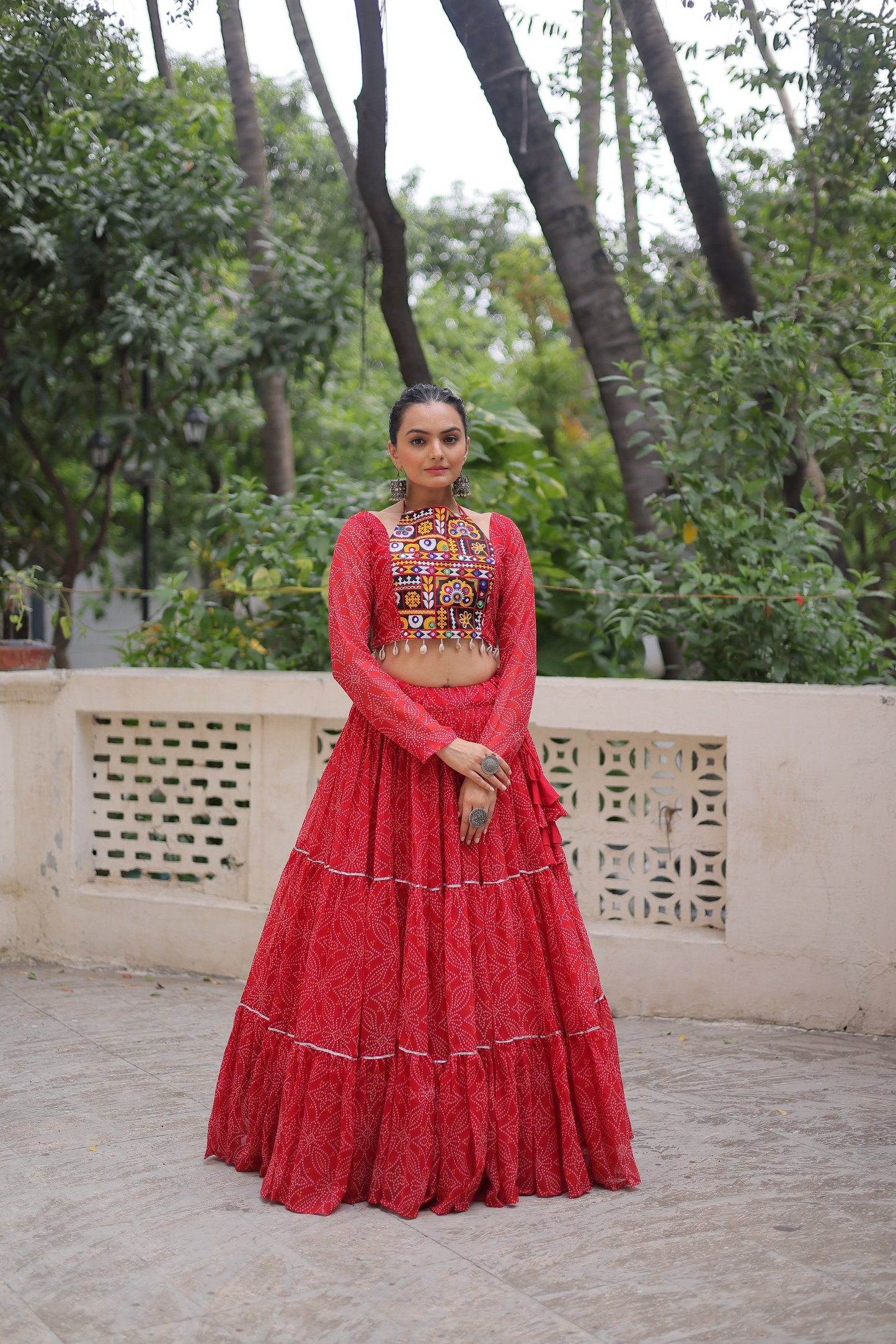 Geoegette Bandhej Lehenga Choli  (4 Colors)